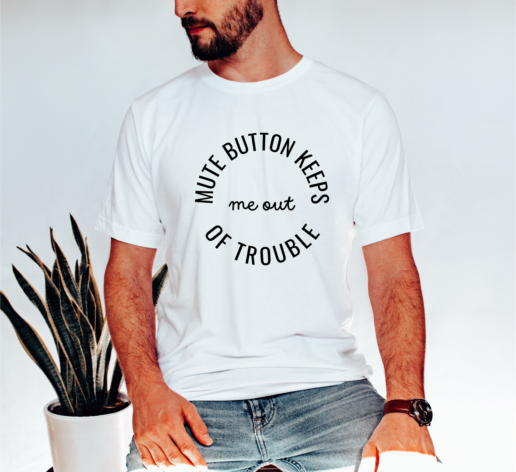 The Mute Button Funny Men's Graphic Tee